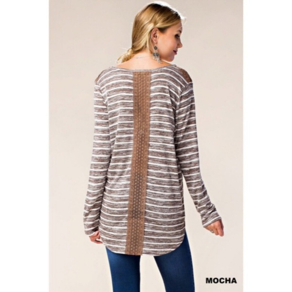 Mocha Wrap Top with Lace Detail - Picture 5 of 6